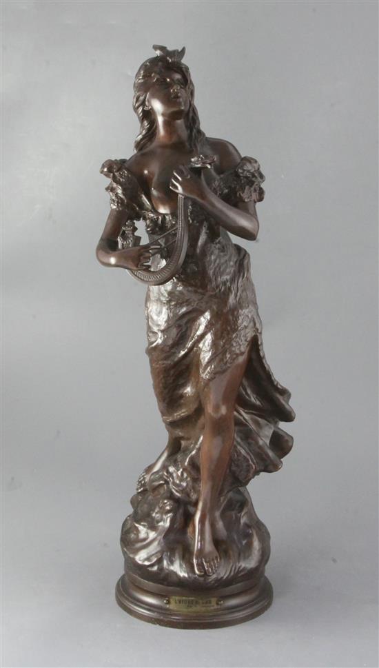 After D. Campagne. A bronze figure LHymne Du Soir, height 23.5in.